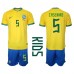 Brasilien Casemiro #5 Barnkläder Hemma matchtröja till baby VM 2022 Kortärmad (+ Korta byxor) Billigt